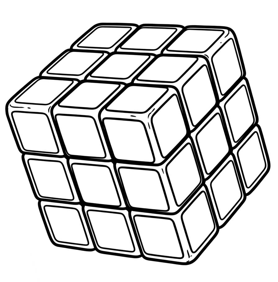 Fise de colorat cu Desenează Cubul Rubik gratuit