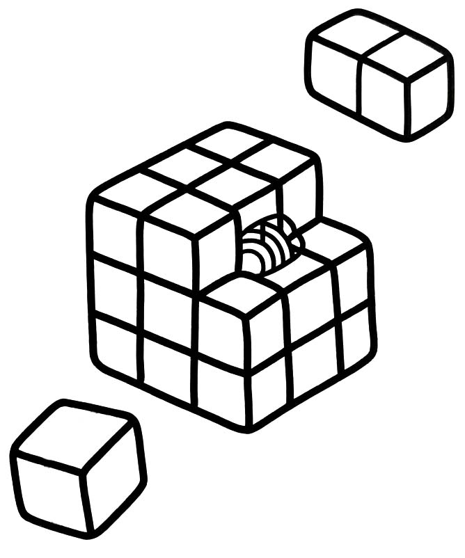 Fise de colorat cu Desenează Cubul Rubik imprimabil bazic