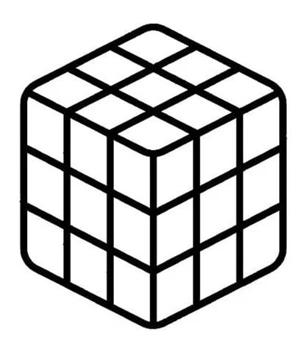 Fise de colorat cu Desenează Cubul Rubik imprimabil gratuit simplu