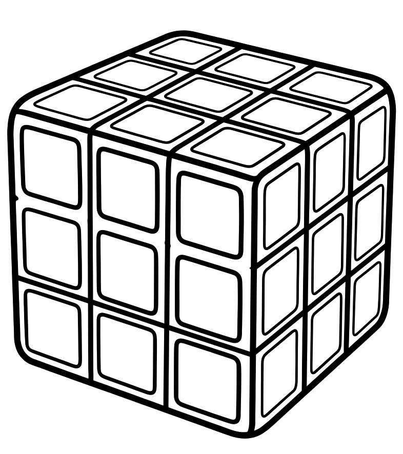 Fise de colorat cu Desenează Cubul Rubik imprimabil gratuit uşor