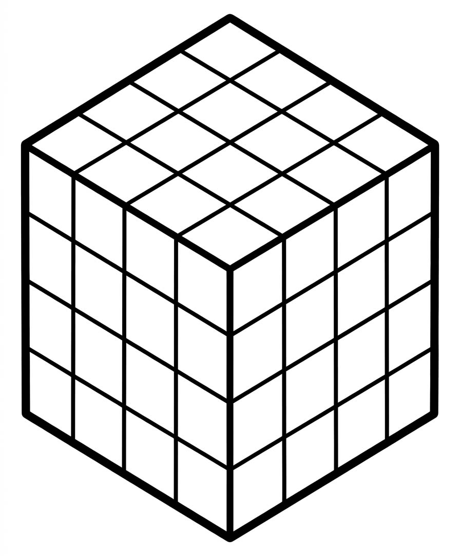 Fise de colorat cu Desenează Cubul Rubik imprimabil gratuit
