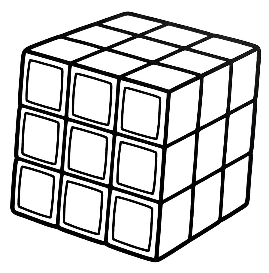 Fise de colorat cu Desenează Cubul Rubik imprimabil pentru copii