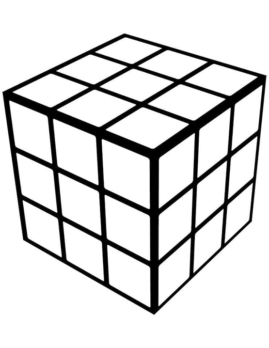 Fise de colorat cu Desenează Cubul Rubik imprimabil simplu