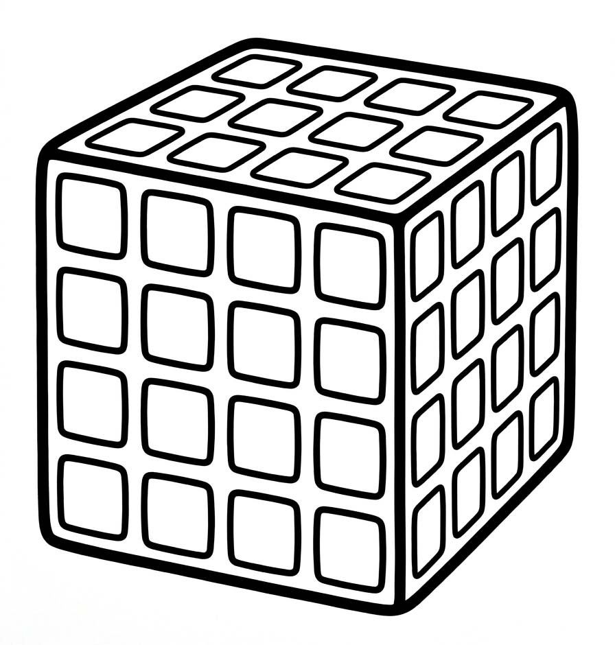 Fise de colorat cu Desenează Cubul Rubik imprimabil