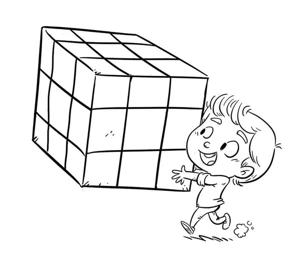 Fise de colorat cu Desenează Cubul Rubik pentru copii