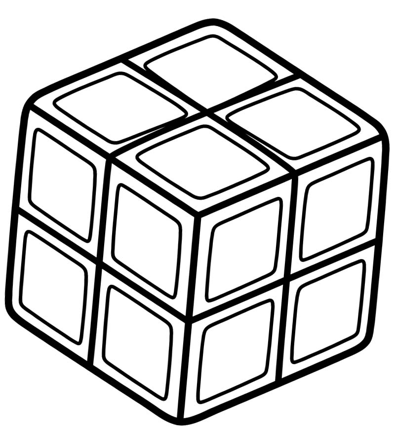 Fise de colorat cu Desenează Cubul Rubik simplu
