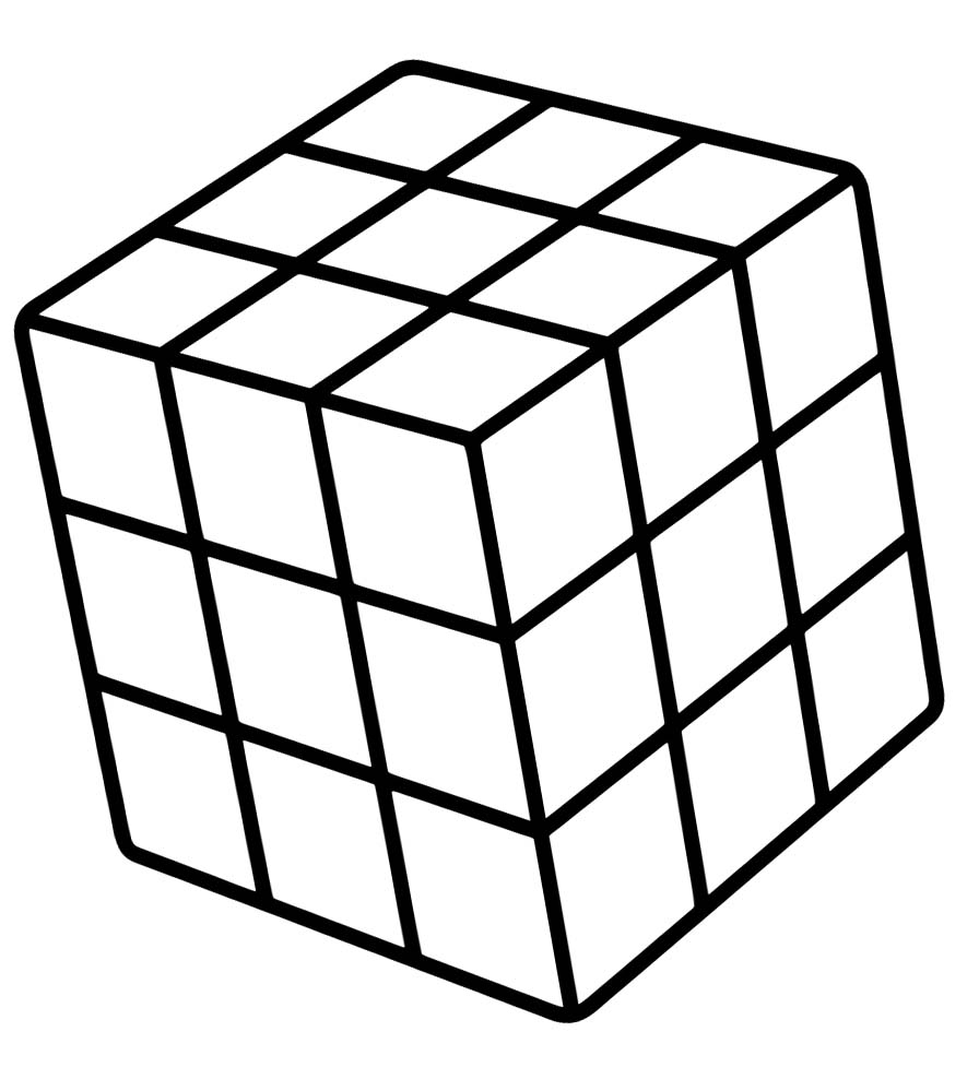 Fise de colorat cu Desenează Cubul Rubik uşor
