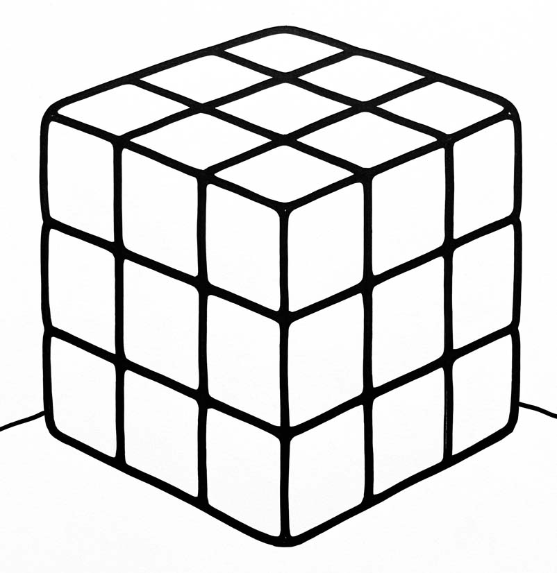Fise de colorat cu Desenează Cubul Rubik