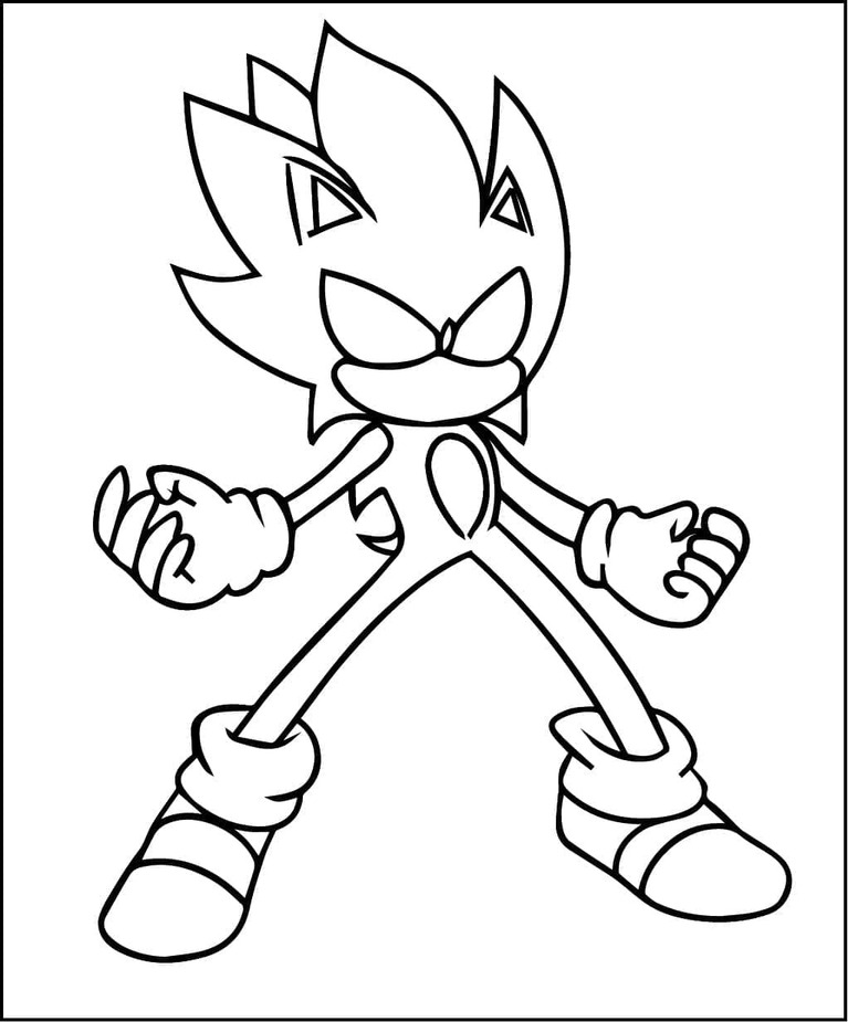 Fise de colorat cu Desenează Dark Sonic imprimabil gratuit simplu