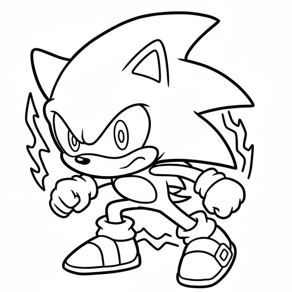 Fise de colorat cu Desenează Dark Sonic simplu la copii