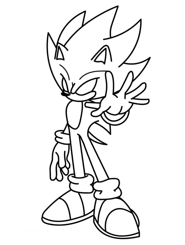 Fise de colorat cu Desenează Dark Sonic uşor la copii