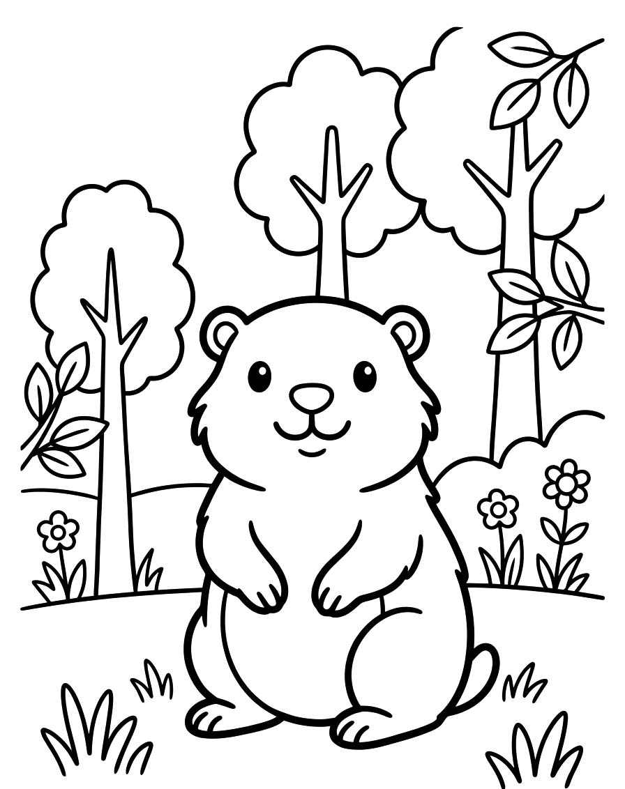 Fise de colorat cu Desenează Marmota gratuit pentru copii