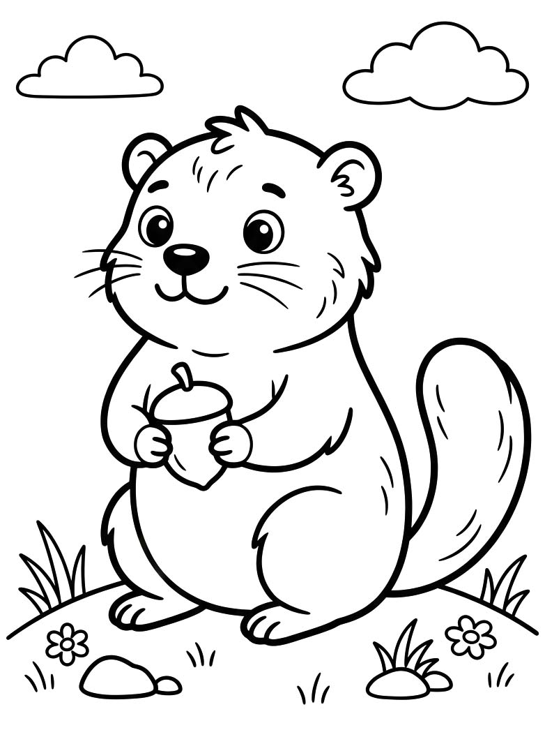 Fise de colorat cu Desenează Marmota gratuit