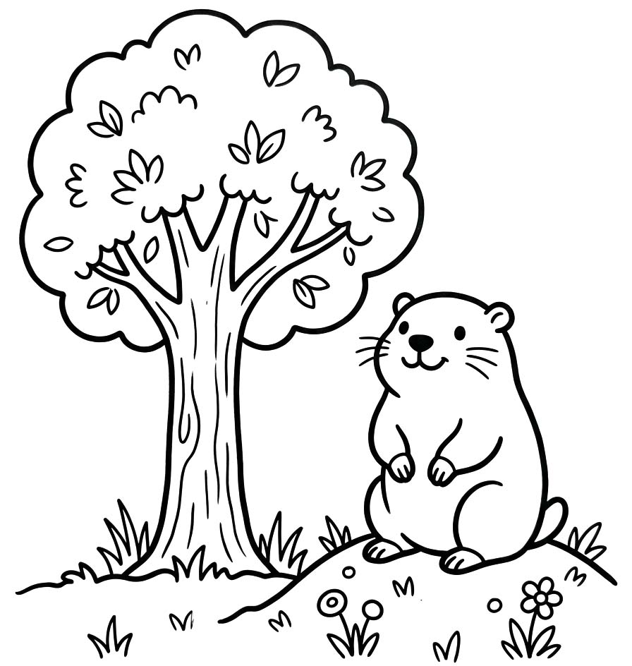 Fise de colorat cu Desenează Marmota imprimabil gratuit bazic