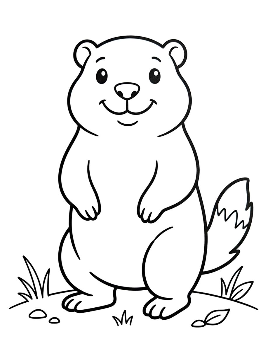 Fise de colorat cu Desenează Marmota imprimabil gratuit uşor