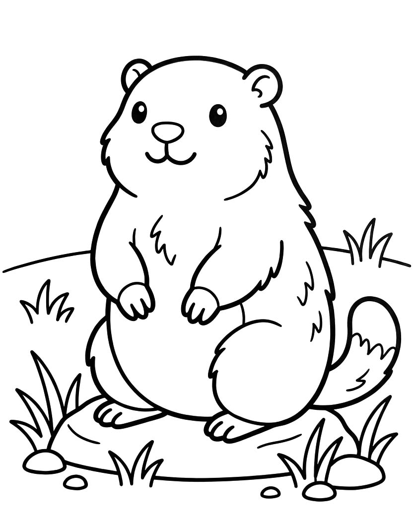 Fise de colorat cu Desenează Marmota imprimabil gratuit