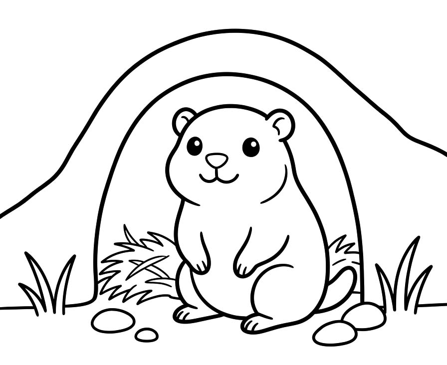 Fise de colorat cu Desenează Marmota imprimabil pentru copii