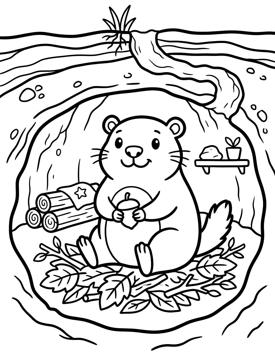 Fise de colorat cu Desenează Marmota imprimabil simplu
