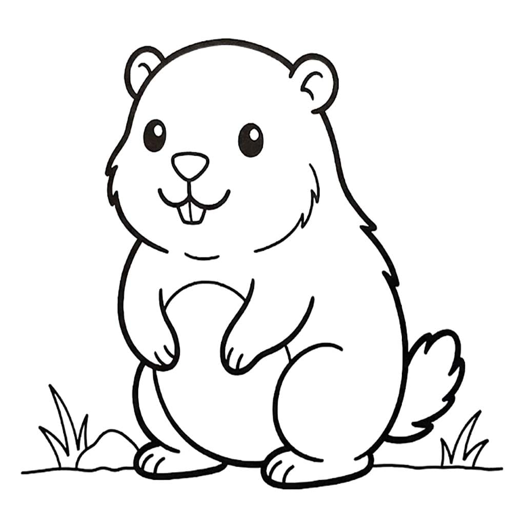 Fise de colorat cu Desenează Marmota imprimabil uşor