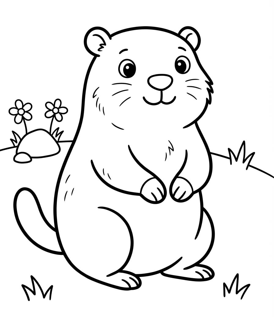 Fise de colorat cu Desenează Marmota imprimabil