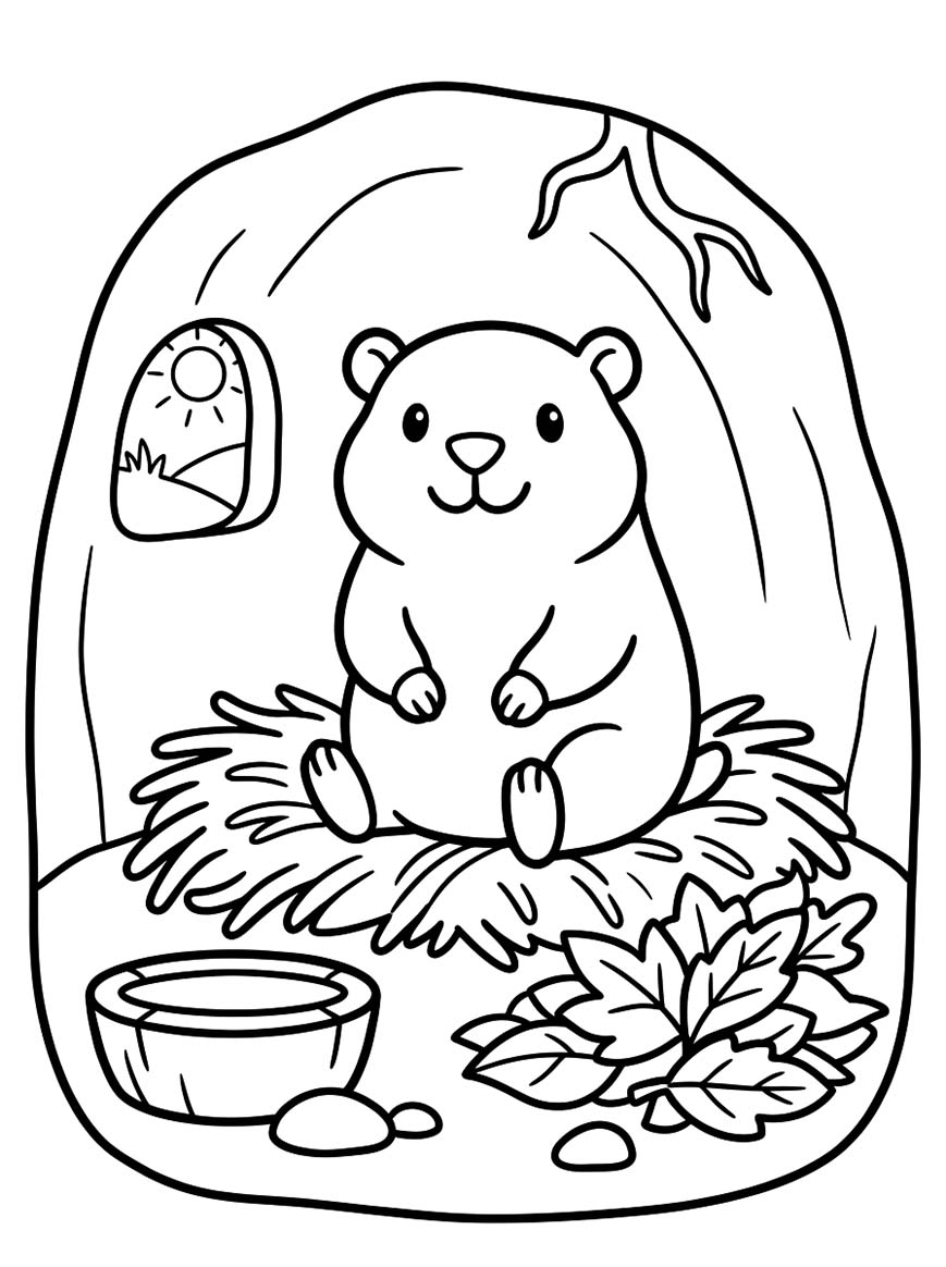 Fise de colorat cu Desenează Marmota la copii