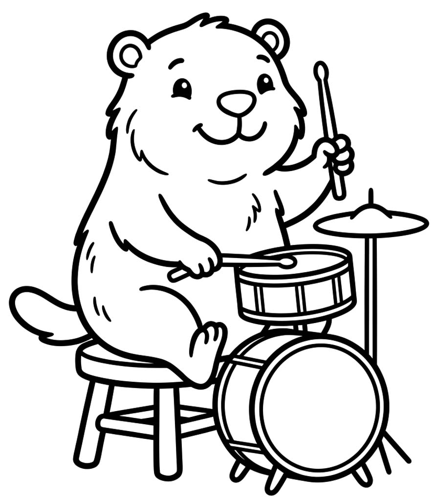 Fise de colorat cu Desenează Marmota simplu