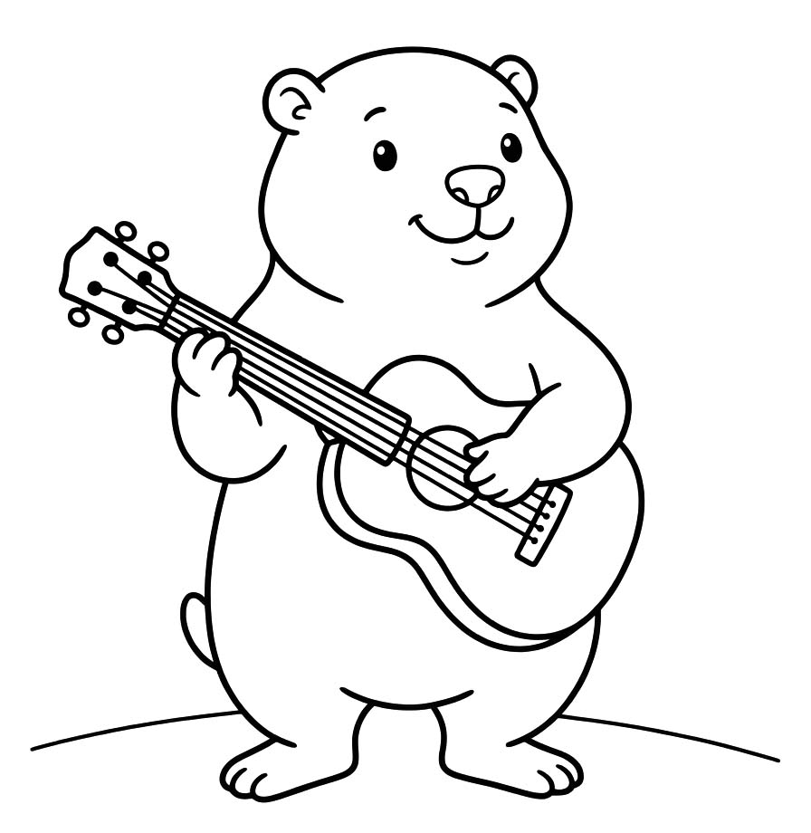 Fise de colorat cu Desenează Marmota uşor la copii