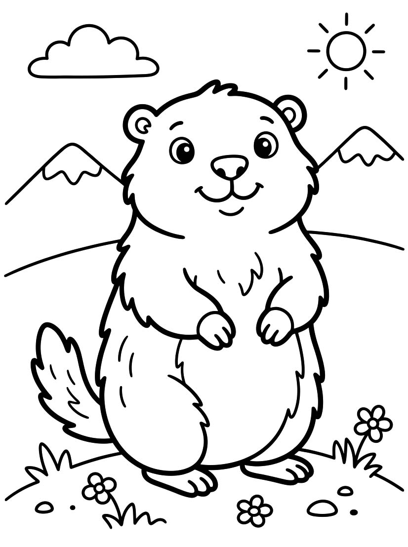 Fise de colorat cu Desenează Marmota