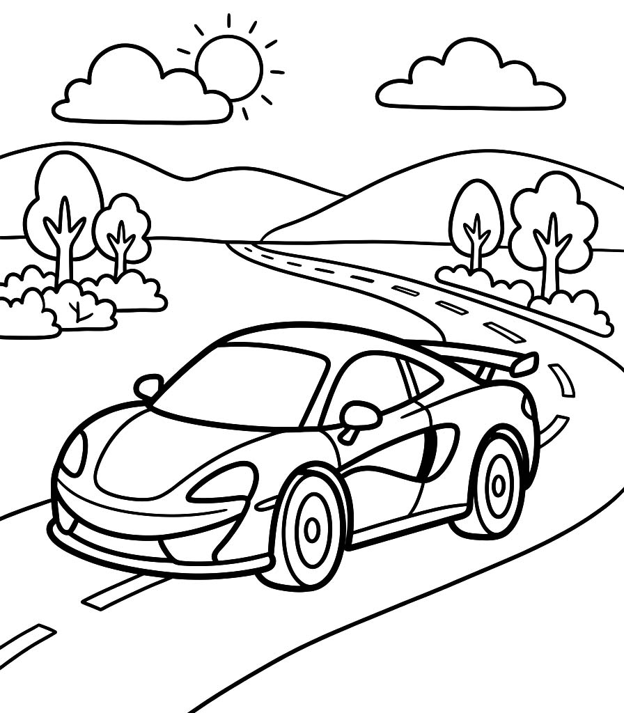 Fise de colorat cu Desenează McLaren gratuit pentru copii