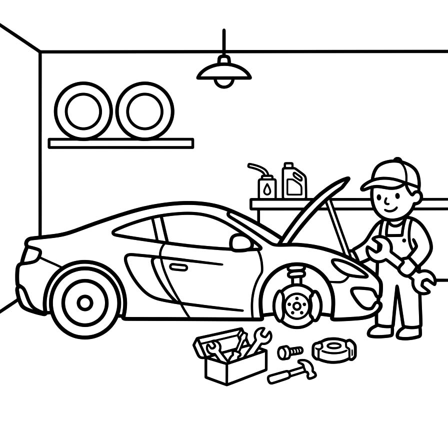 Fise de colorat cu Desenează McLaren imprimabil gratuit bazic