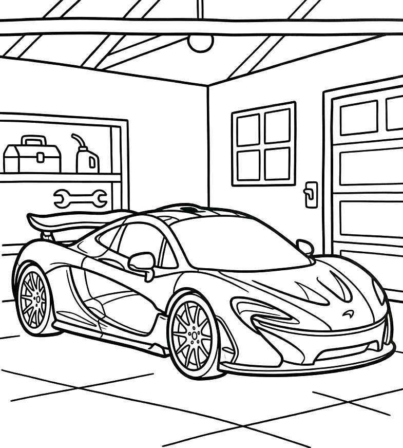 Fise de colorat cu Desenează McLaren imprimabil gratuit