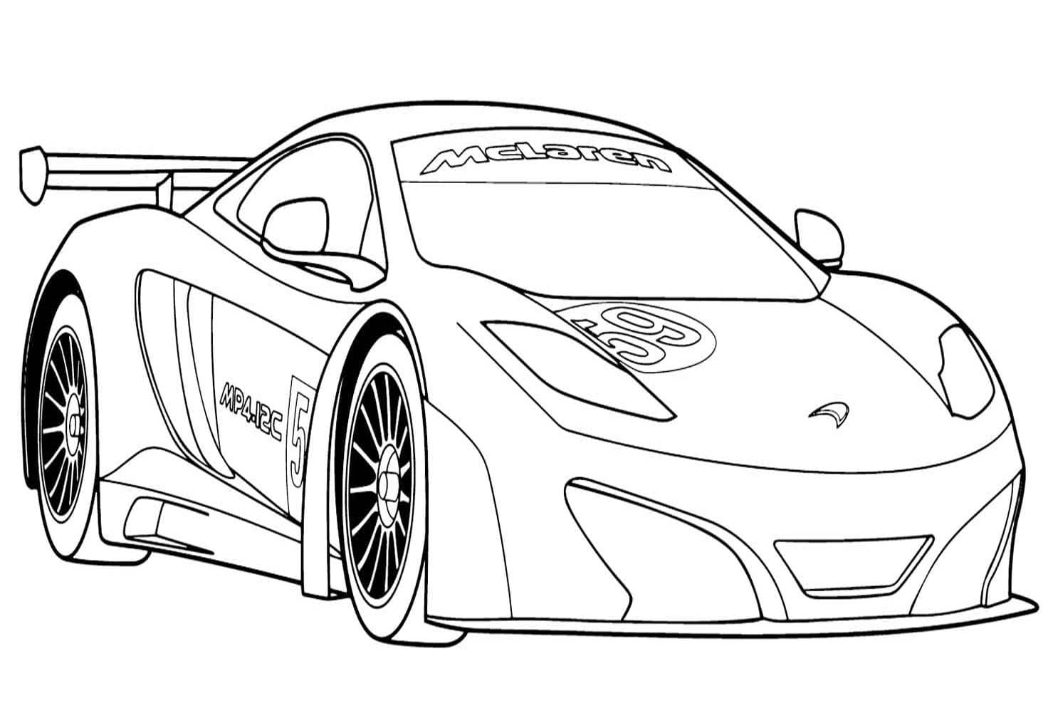 Fise de colorat cu Desenează McLaren imprimabil simplu