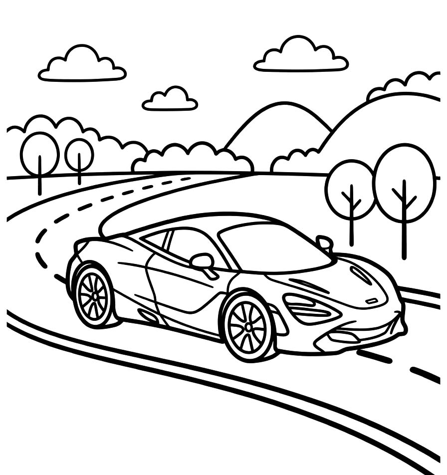 Fise de colorat cu Desenează McLaren pentru copii