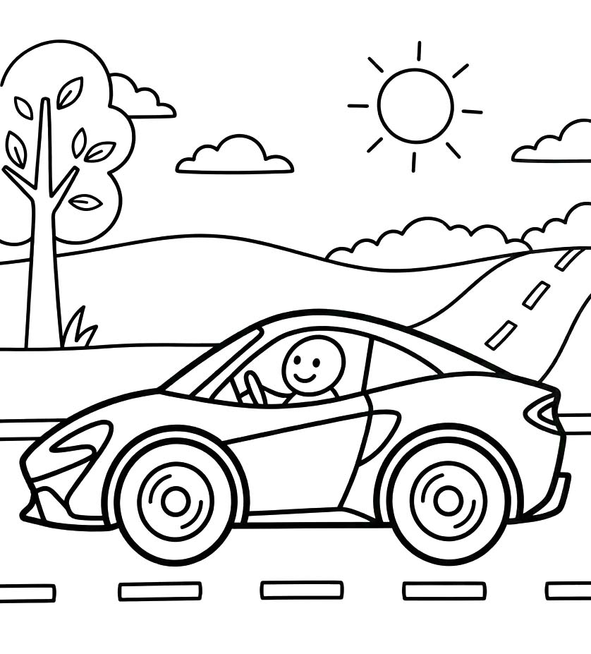 Fise de colorat cu Desenează McLaren simplu