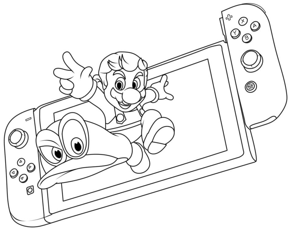 Fise de colorat cu Desenează Nintendo Switch gratuit pentru copii