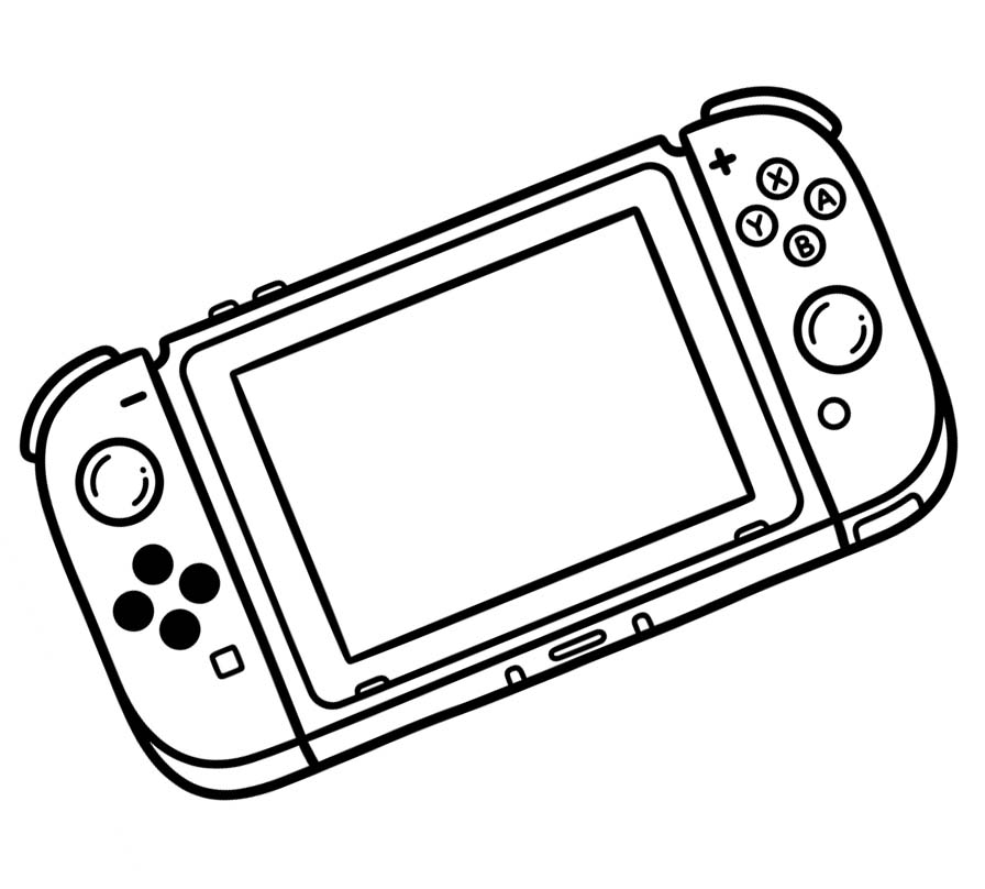 Fise de colorat cu Desenează Nintendo Switch imprimabil gratuit