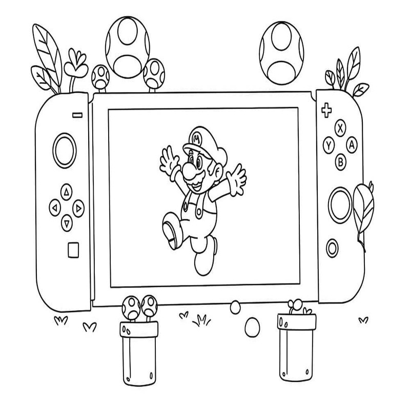 Fise de colorat cu Desenează Nintendo Switch pentru copii