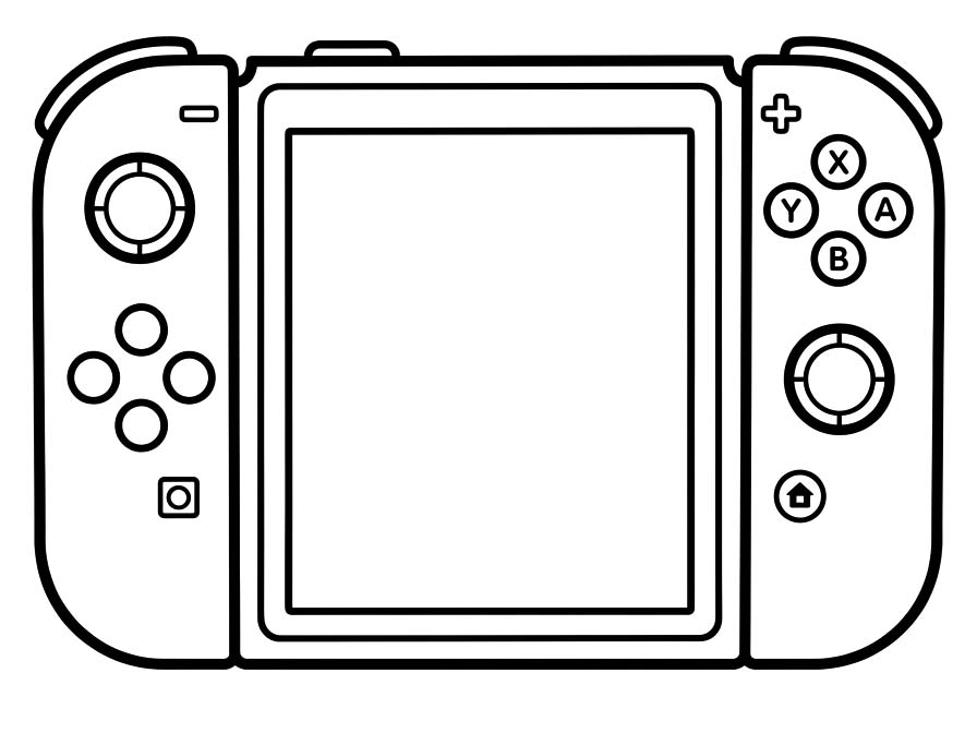 Fise de colorat cu Desenează Nintendo Switch simplu la copii
