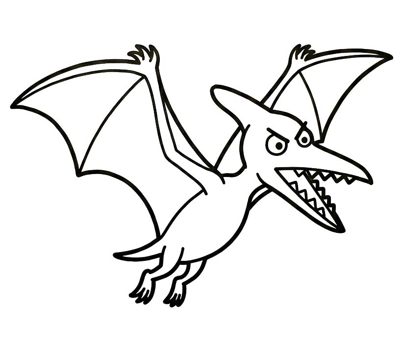 Fise de colorat cu Desenează Pterodactil gratuit