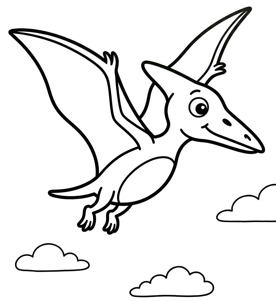 Fise de colorat cu Desenează Pterodactil imprimabil bazic