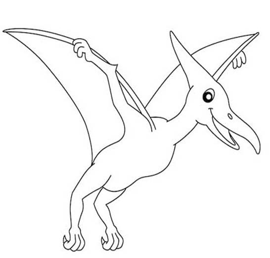 Fise de colorat cu Desenează Pterodactil imprimabil gratuit uşor