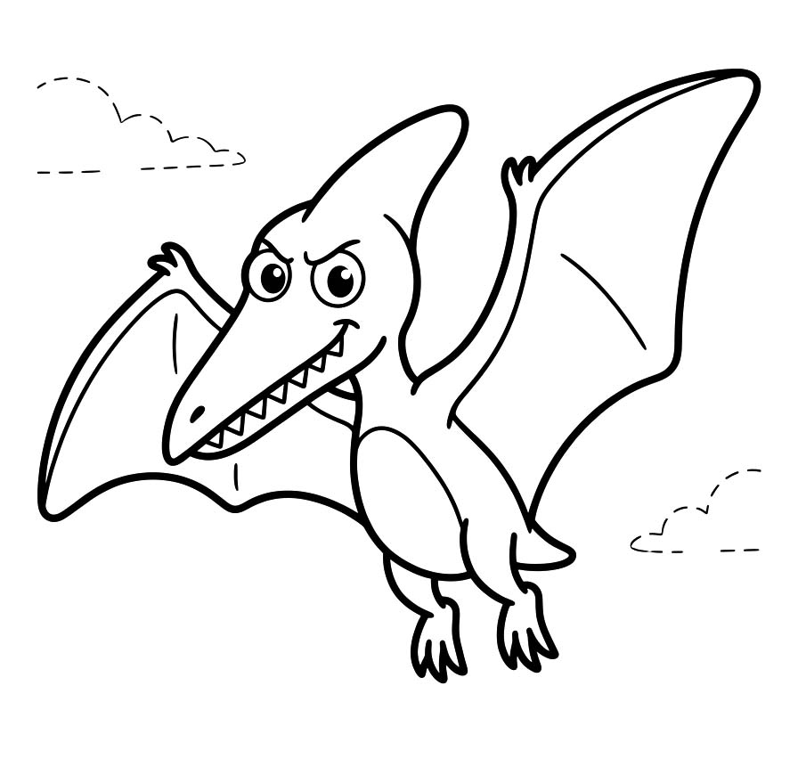 Fise de colorat cu Desenează Pterodactil imprimabil gratuit