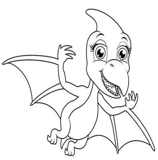 Fise de colorat cu Desenează Pterodactil imprimabil simplu