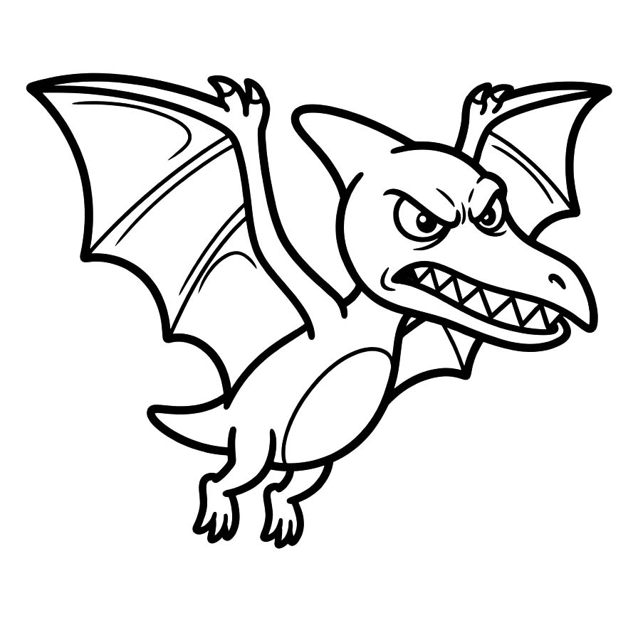 Fise de colorat cu Desenează Pterodactil imprimabil