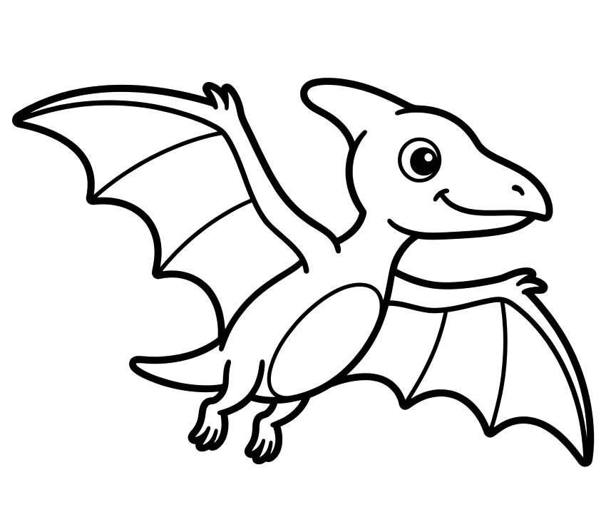 Fise de colorat cu Desenează Pterodactil la copii
