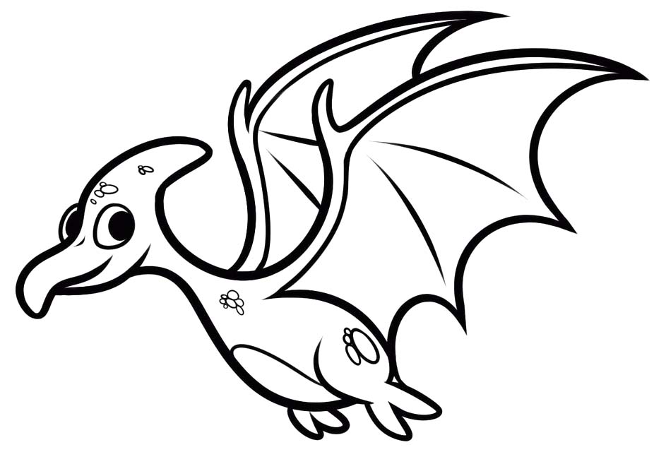 Fise de colorat cu Desenează Pterodactil uşor