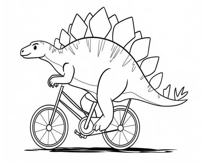 Fise de colorat cu Desenează Stegosaurus gratuit bazic