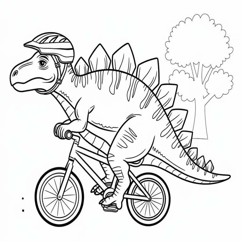 Fise de colorat cu Desenează Stegosaurus gratuit pentru copii