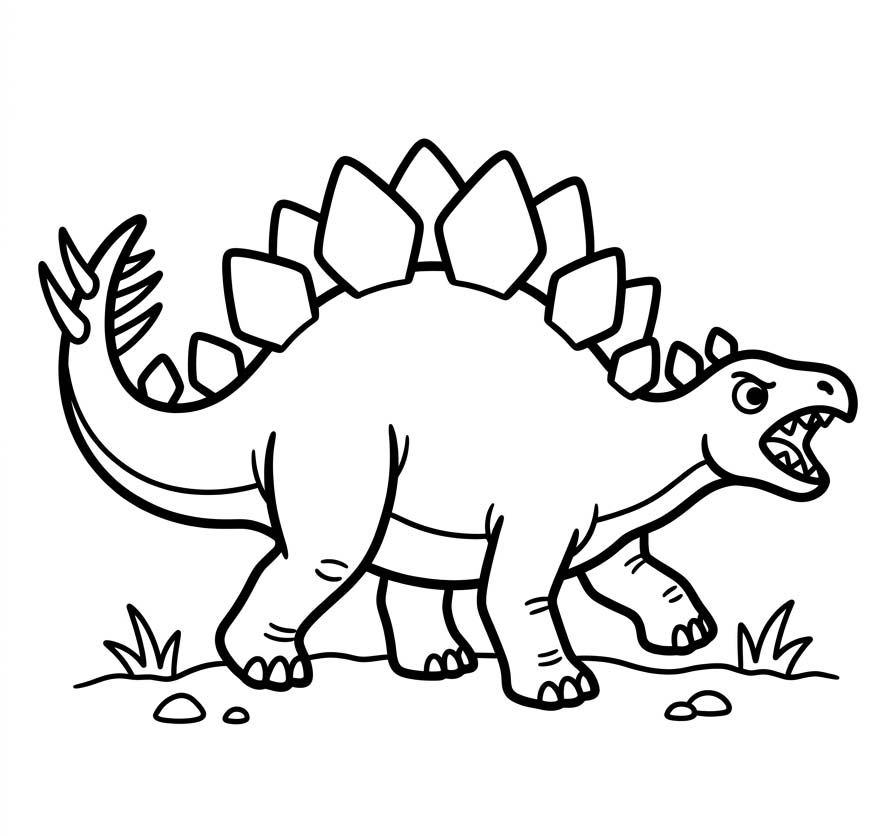 Fise de colorat cu Desenează Stegosaurus gratuit simplu