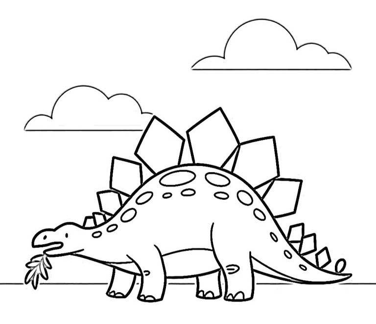 Fise de colorat cu Desenează Stegosaurus gratuit uşor